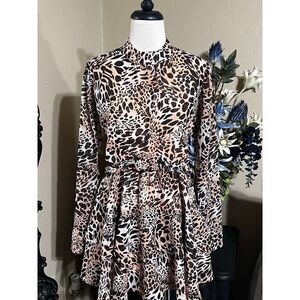 Blue Life Mel Sexy Animal Print Mini Dress Long Sleeves Size Medium